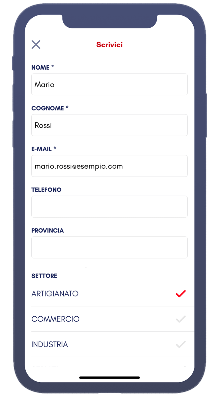 Esempio schermata della App di Innova Finance