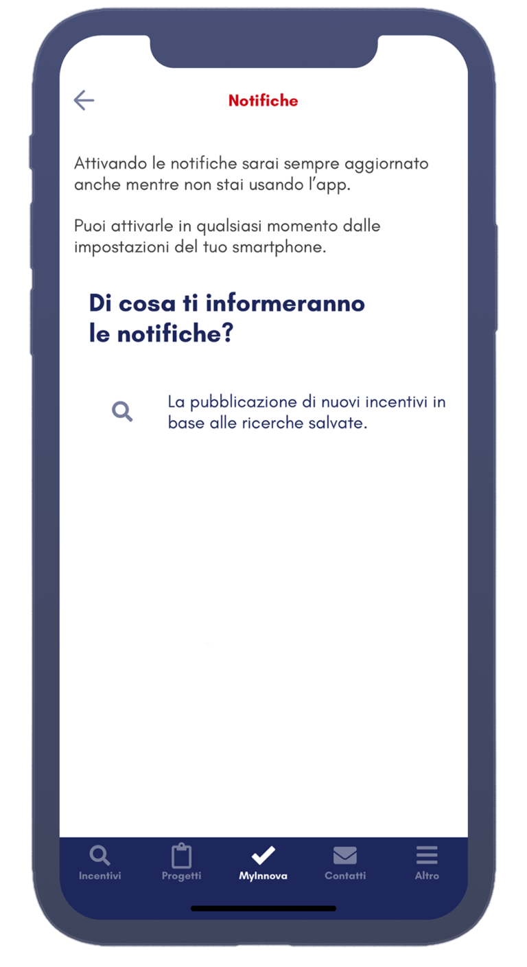 Esempio schermata della App di Innova Finance