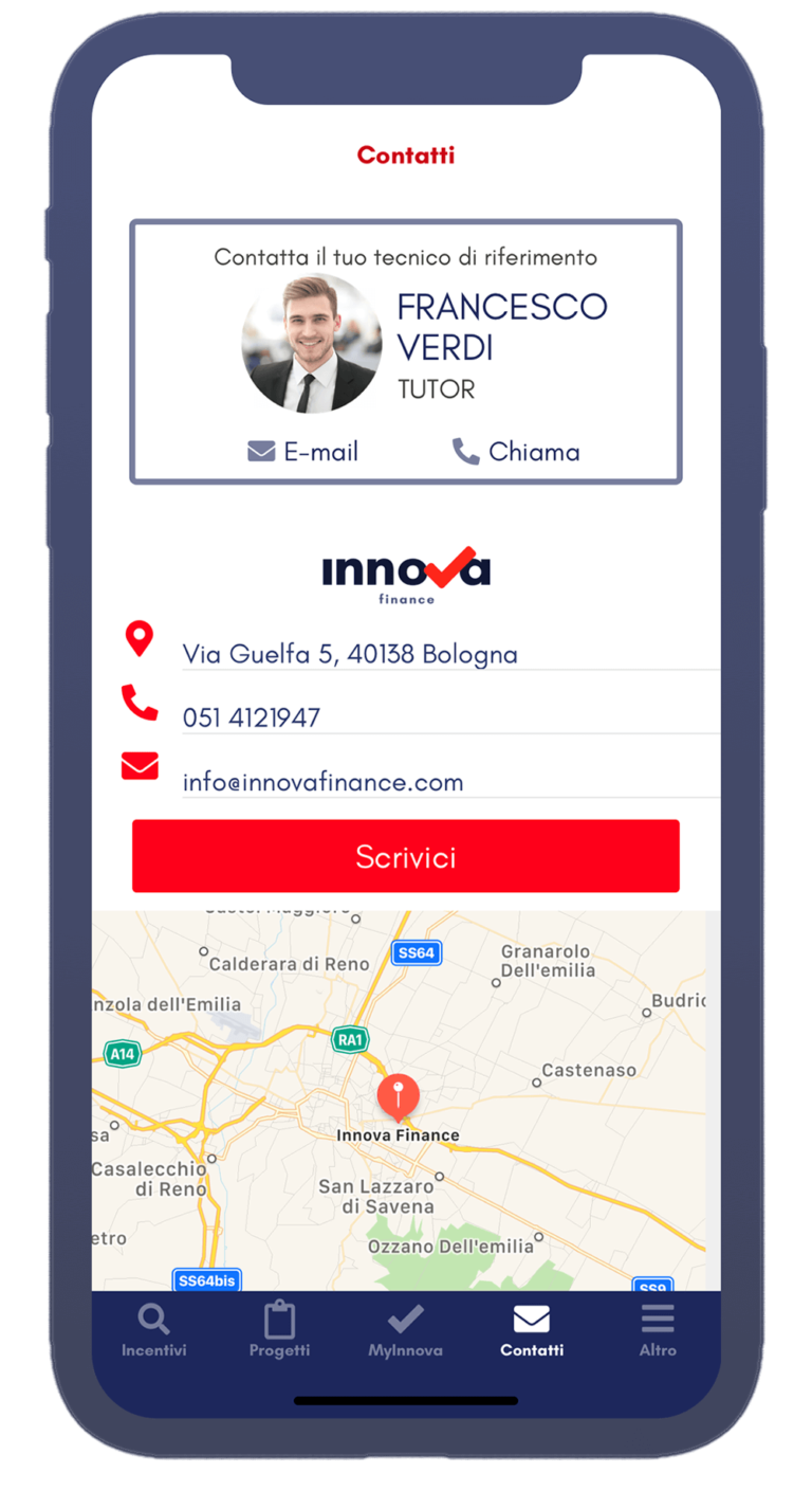 Esempio schermata della App di Innova Finance